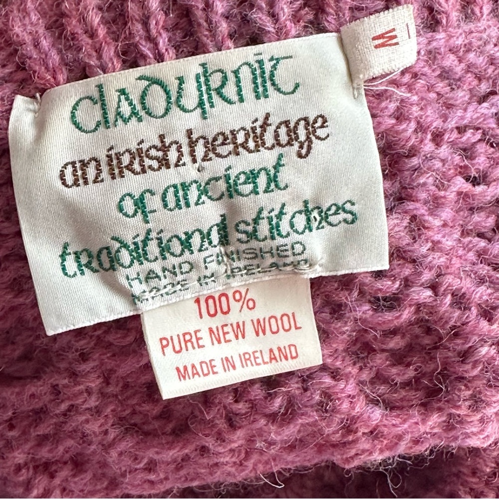 Vintage Clady Knit 100% Pure New Wool Fisherman Sweater - Picture 9 of 10